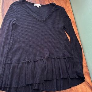 Black Waffle Long Sleeve Waffle Shirt
